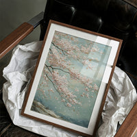 Cherry Blossoms Dance Against Turquoise