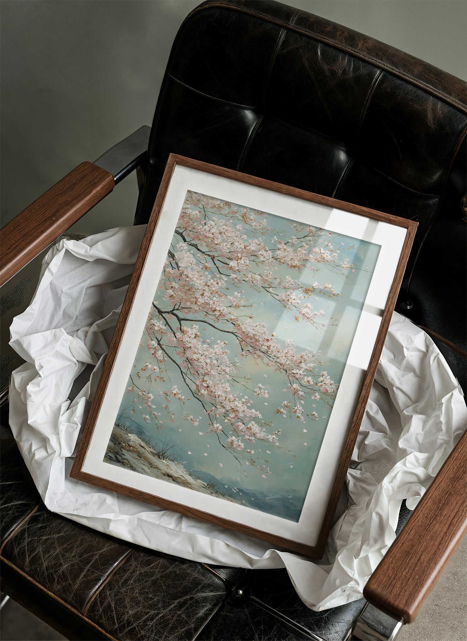 Cherry Blossoms Dance Against Turquoise
