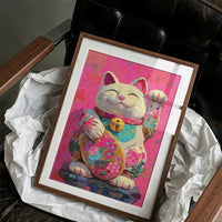 Lucky Cat Blooms In Neon Dreams