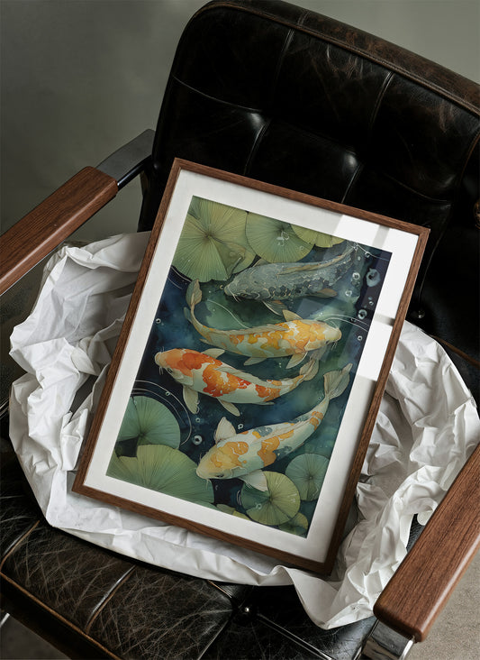 Koi Dance Below Lily Shadows