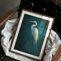 White Feathers Against Emerald Twilight