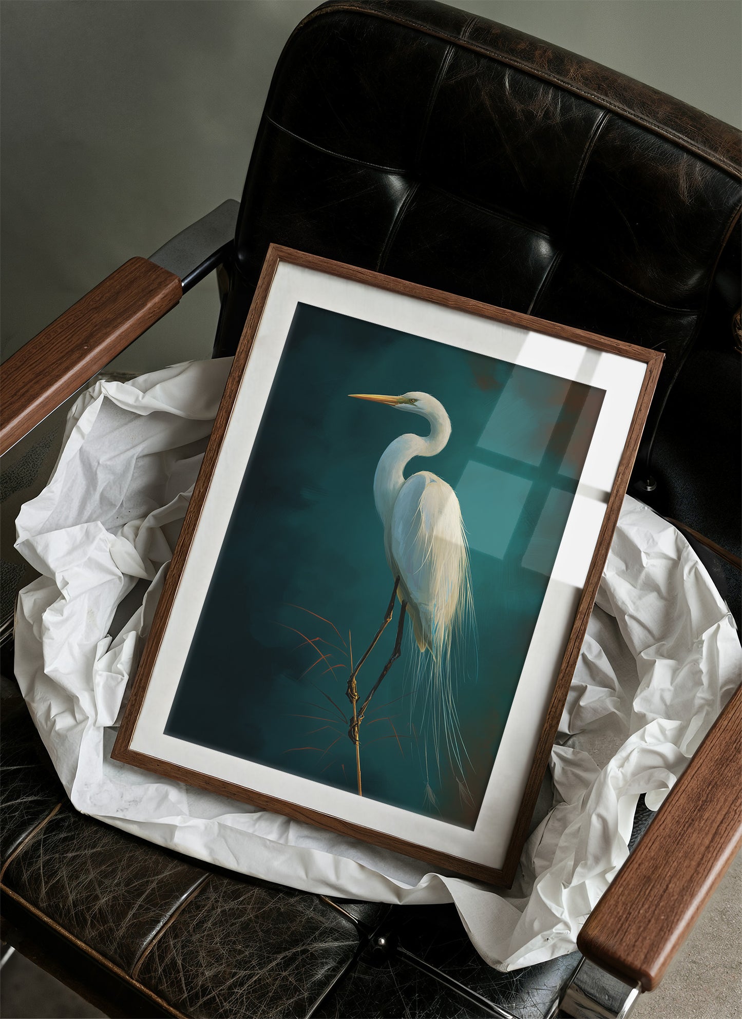 White Feathers Against Emerald Twilight