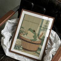 Frog's Peaceful Soak In Bamboo Bath