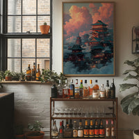 Ancient Temples Touch Sunset Clouds