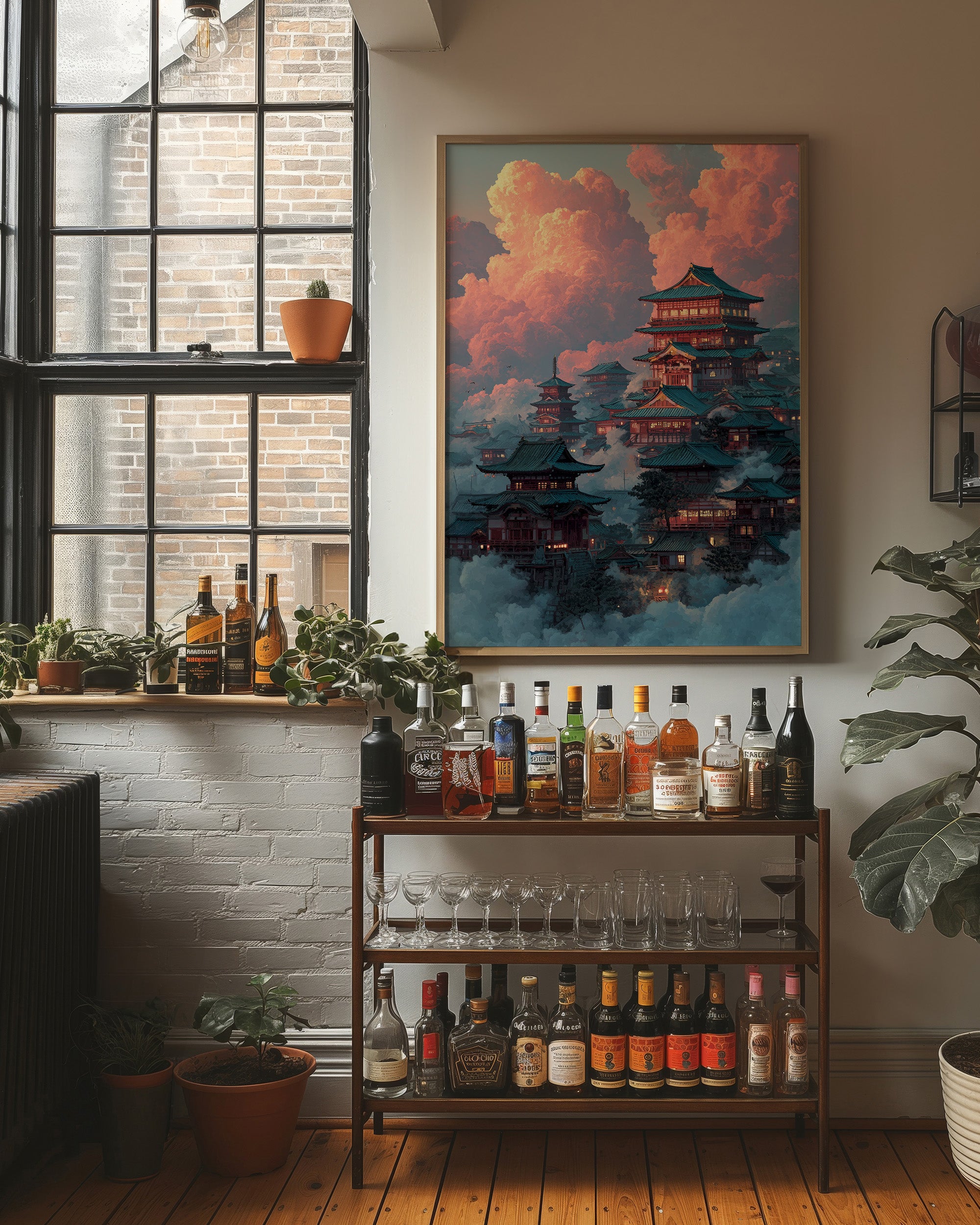 Ancient Temples Touch Sunset Clouds