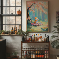 Fox Tea Party In Spring Forest