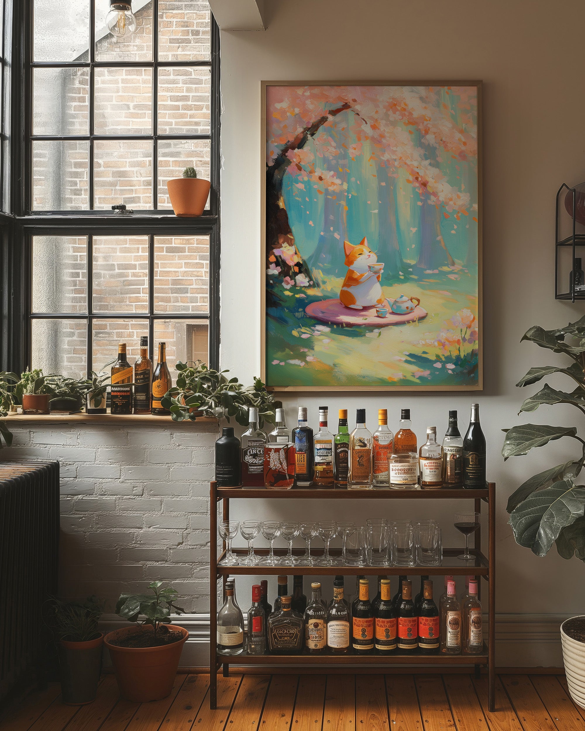 Fox Tea Party In Spring Forest