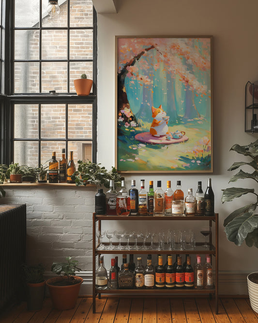 Fox Tea Party In Spring Forest