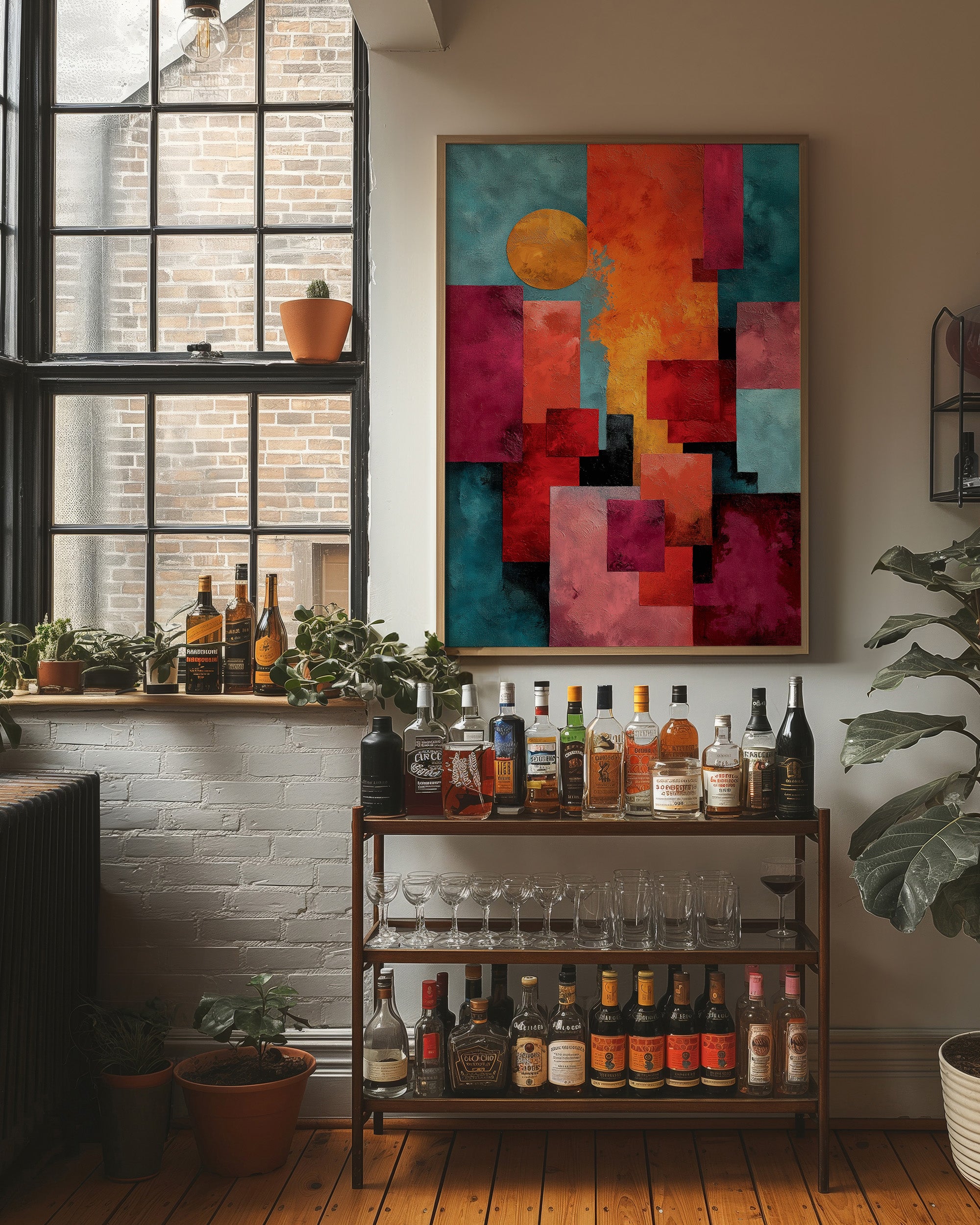 Golden Sun Through City Blocks