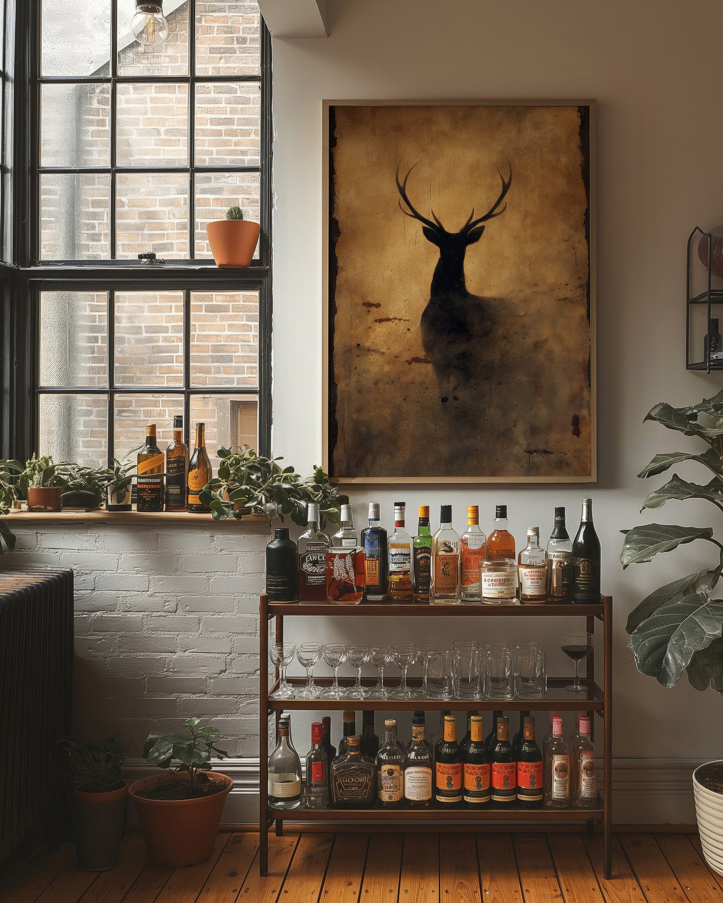 Stag's Silhouette On Autumn Gold