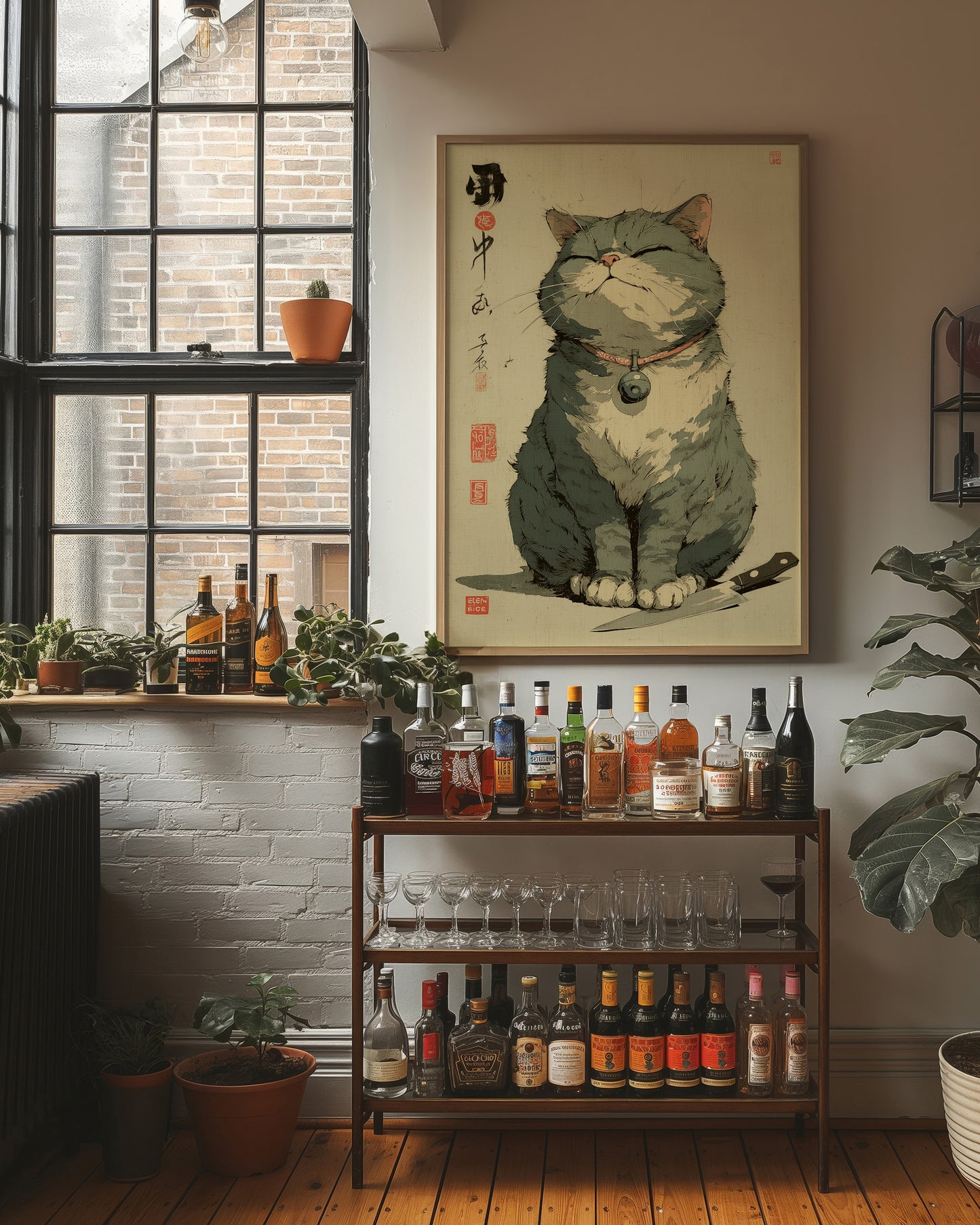 Smiling Cat Guards The Spirits Bar