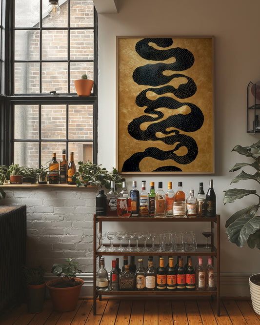 Serpentine Scales Dance In Gold