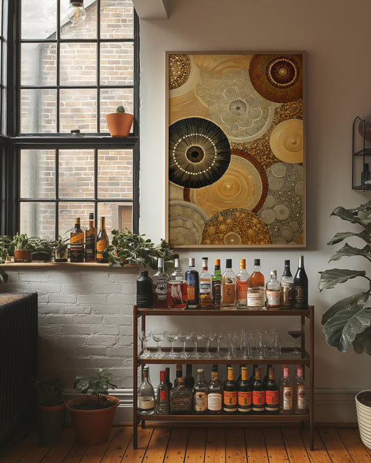 Celestial Circles Dance In Gold