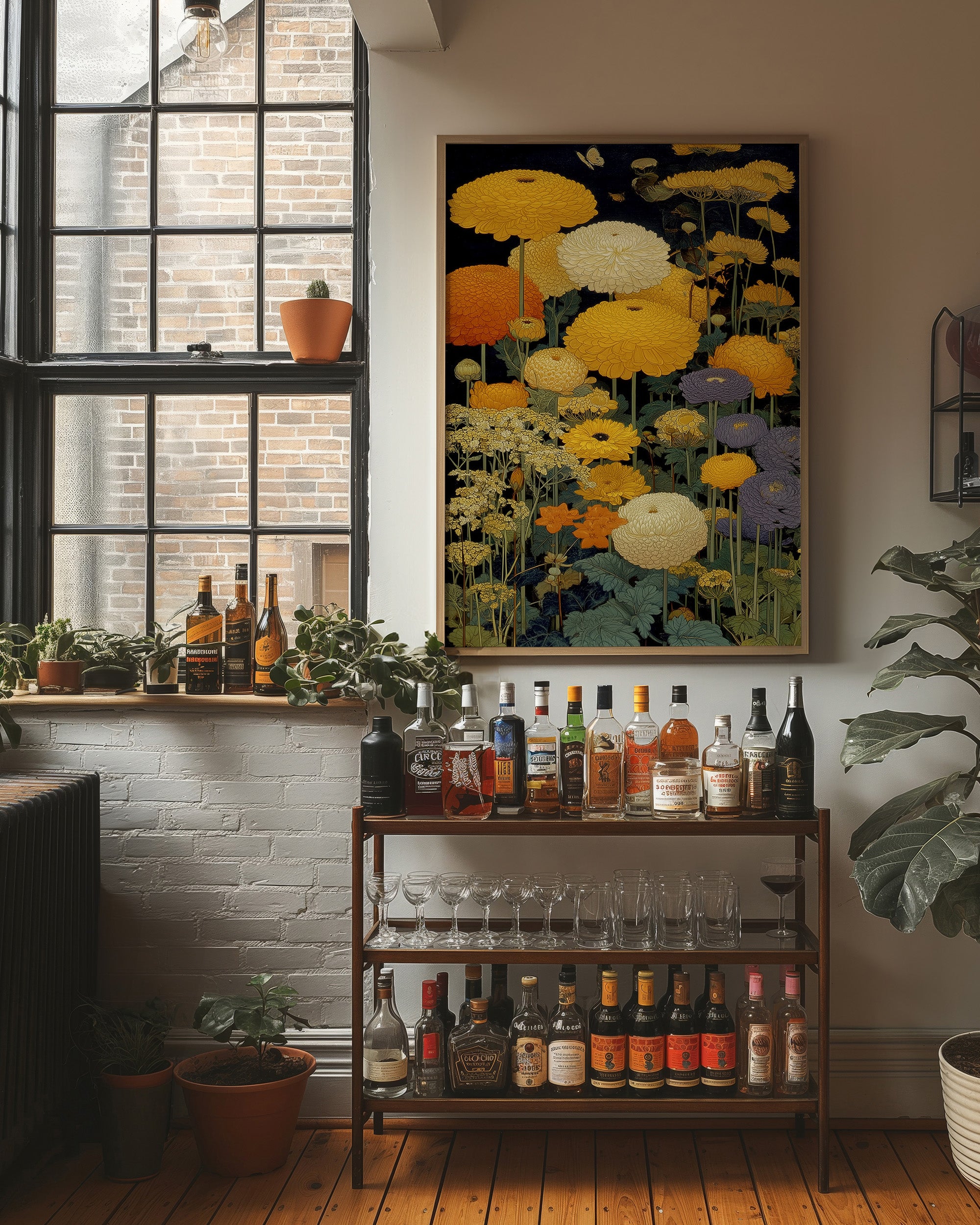 Golden Blooms Dance Through Midnight Gardens