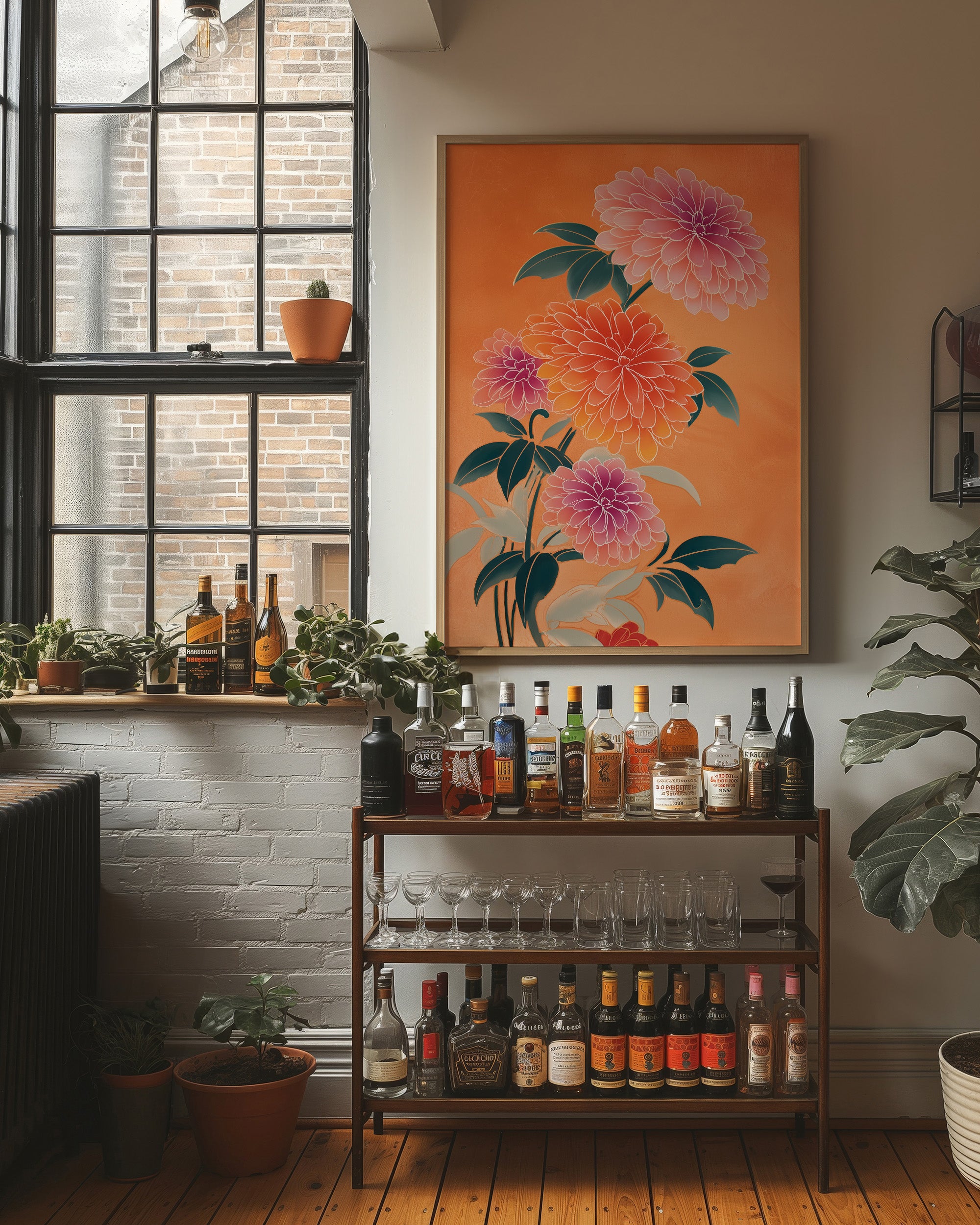 Dahlias Dance In Coral Light