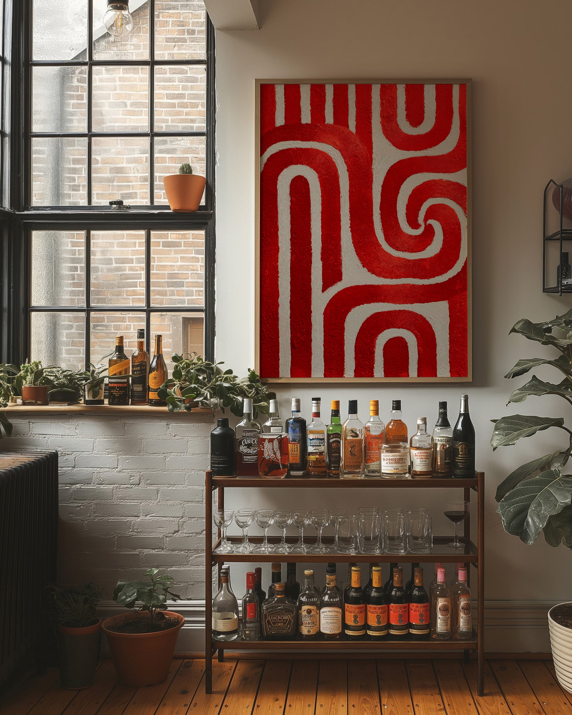 Crimson Paths Dance Through Silver