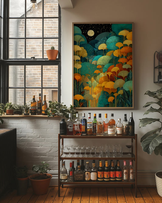 Moonlit Ginkgo Garden Glows Bright