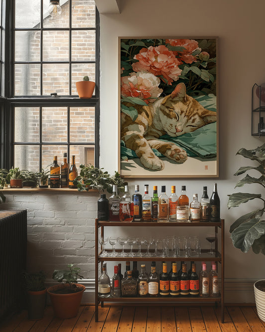 Afternoon Naps Between Coral Peonies