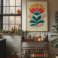 Folk Blossoms Dance In Turquoise Light