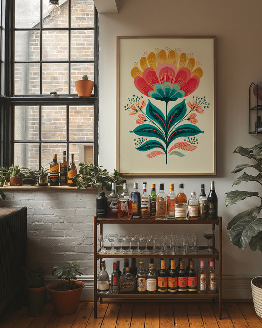 Folk Blossoms Dance In Turquoise Light