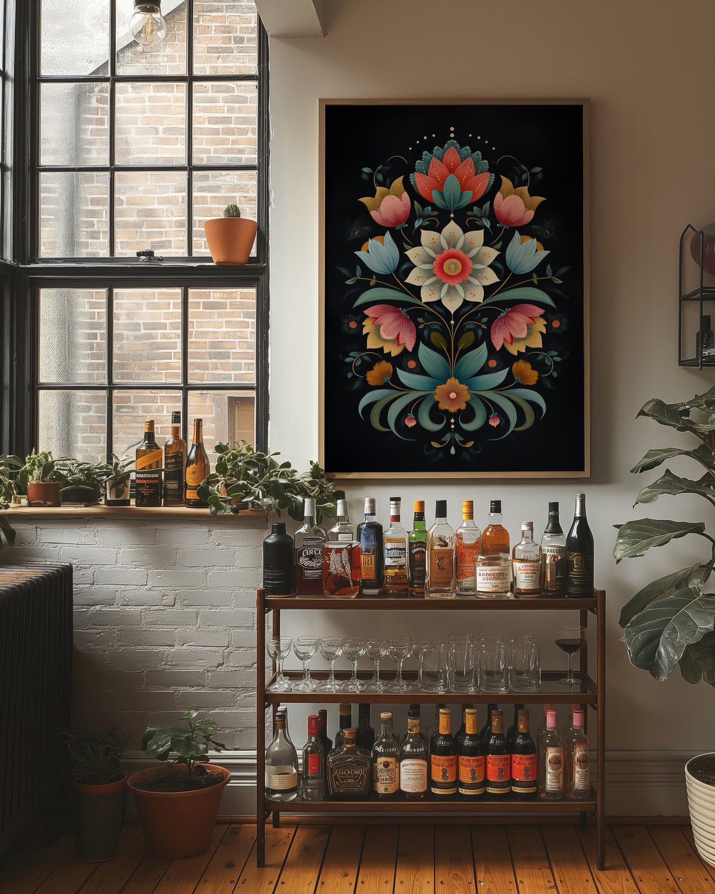 Midnight Garden Blooms In Coral