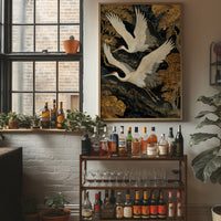 Cranes Dance Through Golden Ginkgo