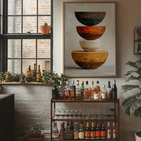 Stacked Bowls Above City Spirits