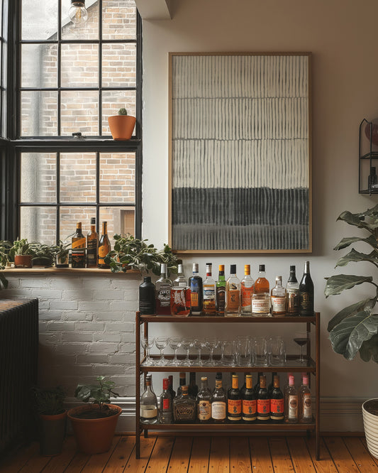 Sunlit Bar Cart Meets Modern Lines
