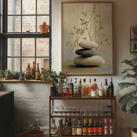 Stones Rest Among Bamboo Leaves