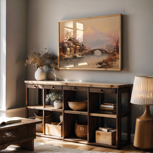 Cherry Blossoms Bridge Ancient Waters