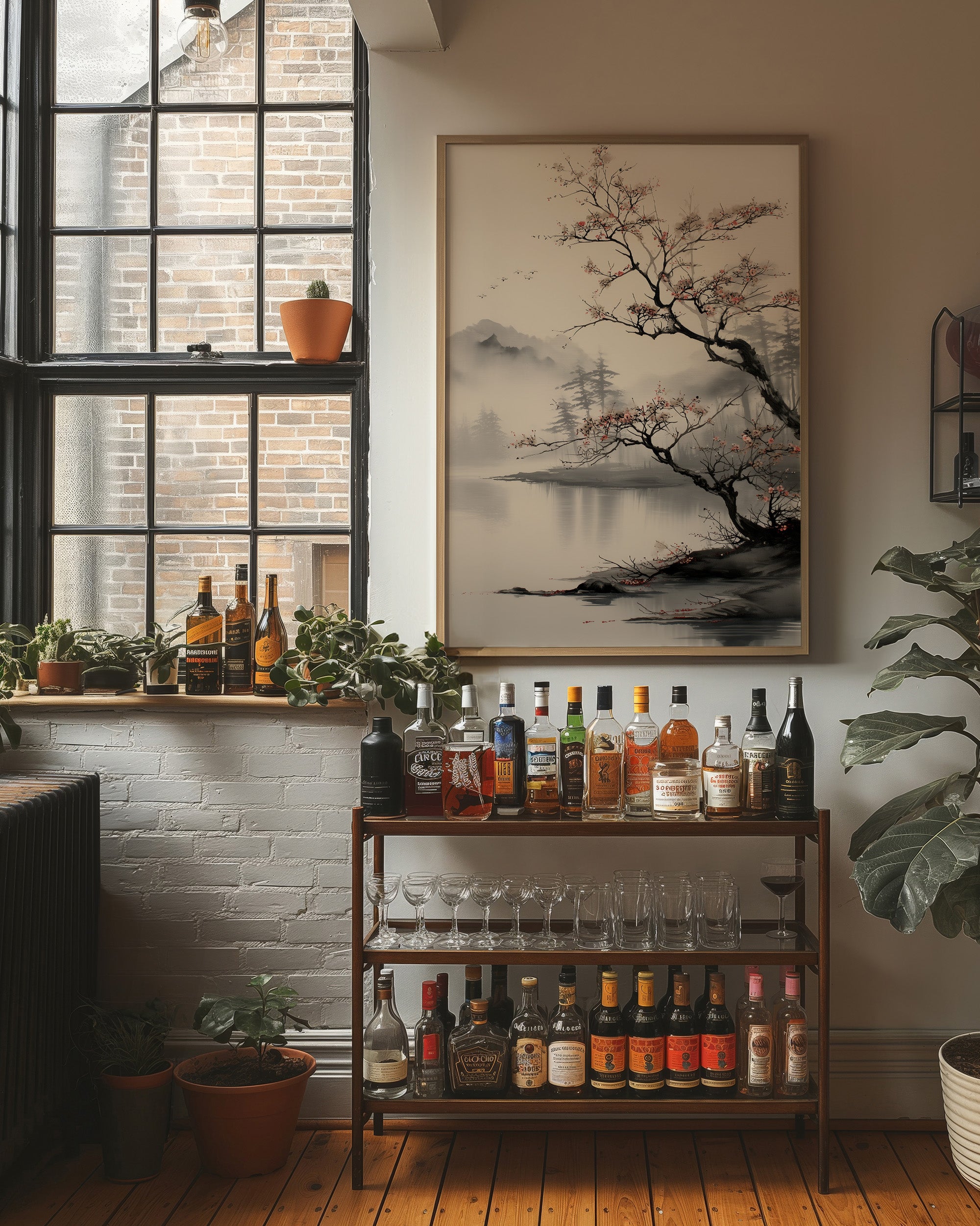 Cherry Blossoms Meet Misty Lake