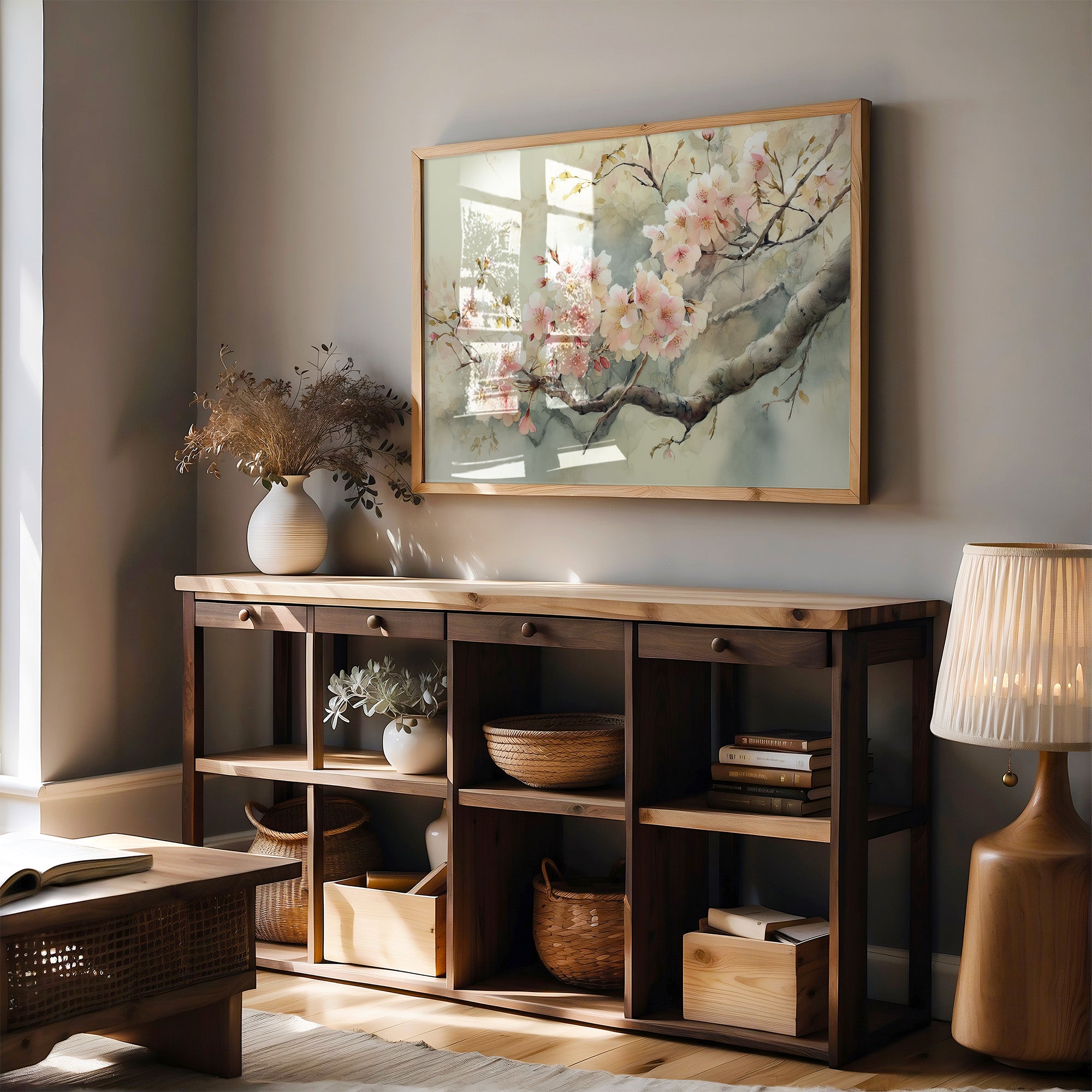 Cherry Blossoms Paint Morning Peace