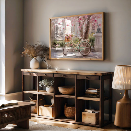 Blossoms Drift Past Vintage Wheels