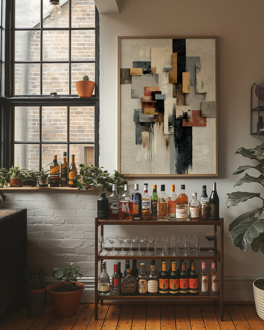 Sunlit Corner Bar Meets Abstract Dawn