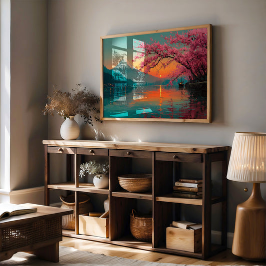 Cherry Blossoms Paint The Sunset Lake