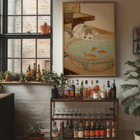 Curious Cat Meets Koi Below