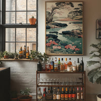 Cherry Blossoms Dance Above Turquoise Waters