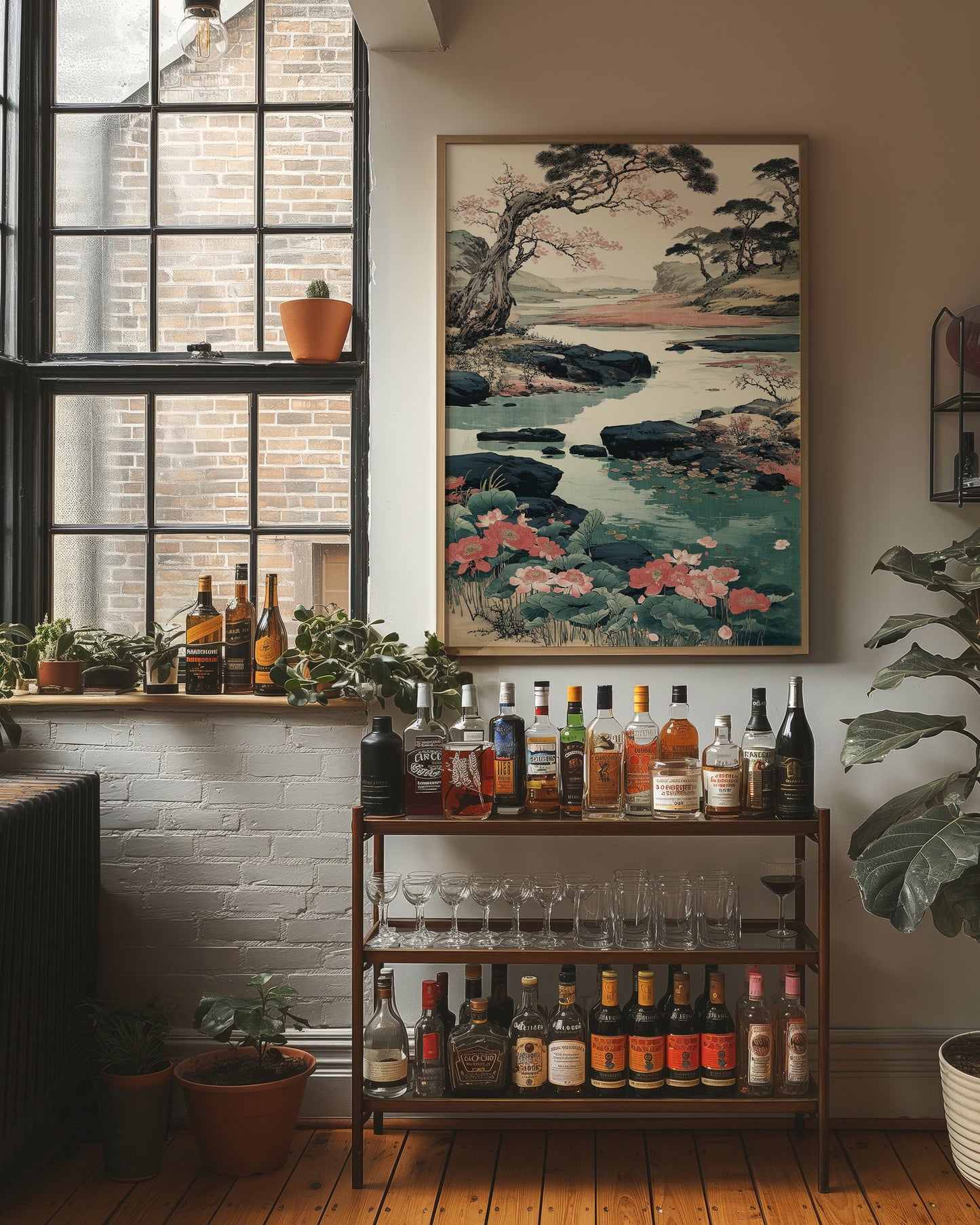 Cherry Blossoms Dance Above Turquoise Waters