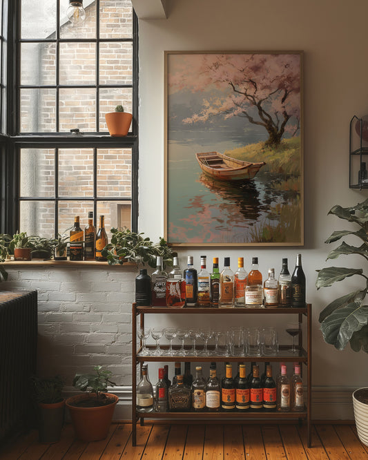 Cherry Blossoms Guard The Quiet Harbor