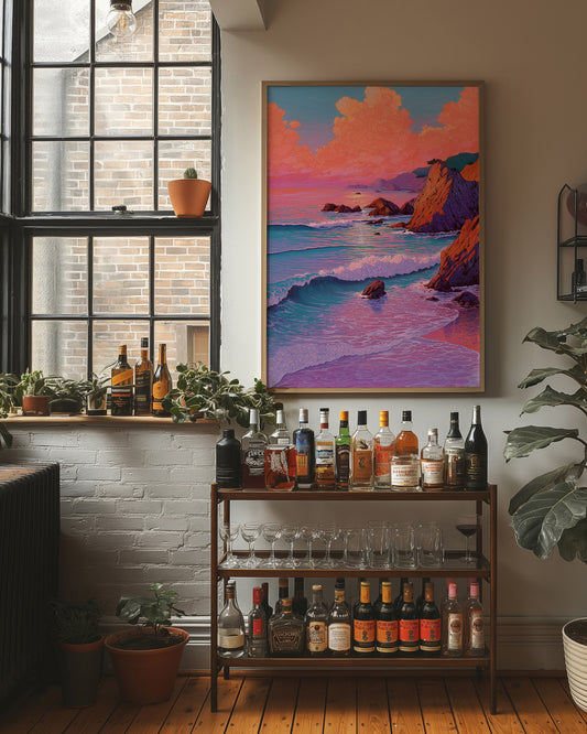 Coral Cliffs Meet Twilight Waves