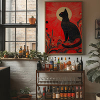 Celestial Cat Guards Crimson Dawn