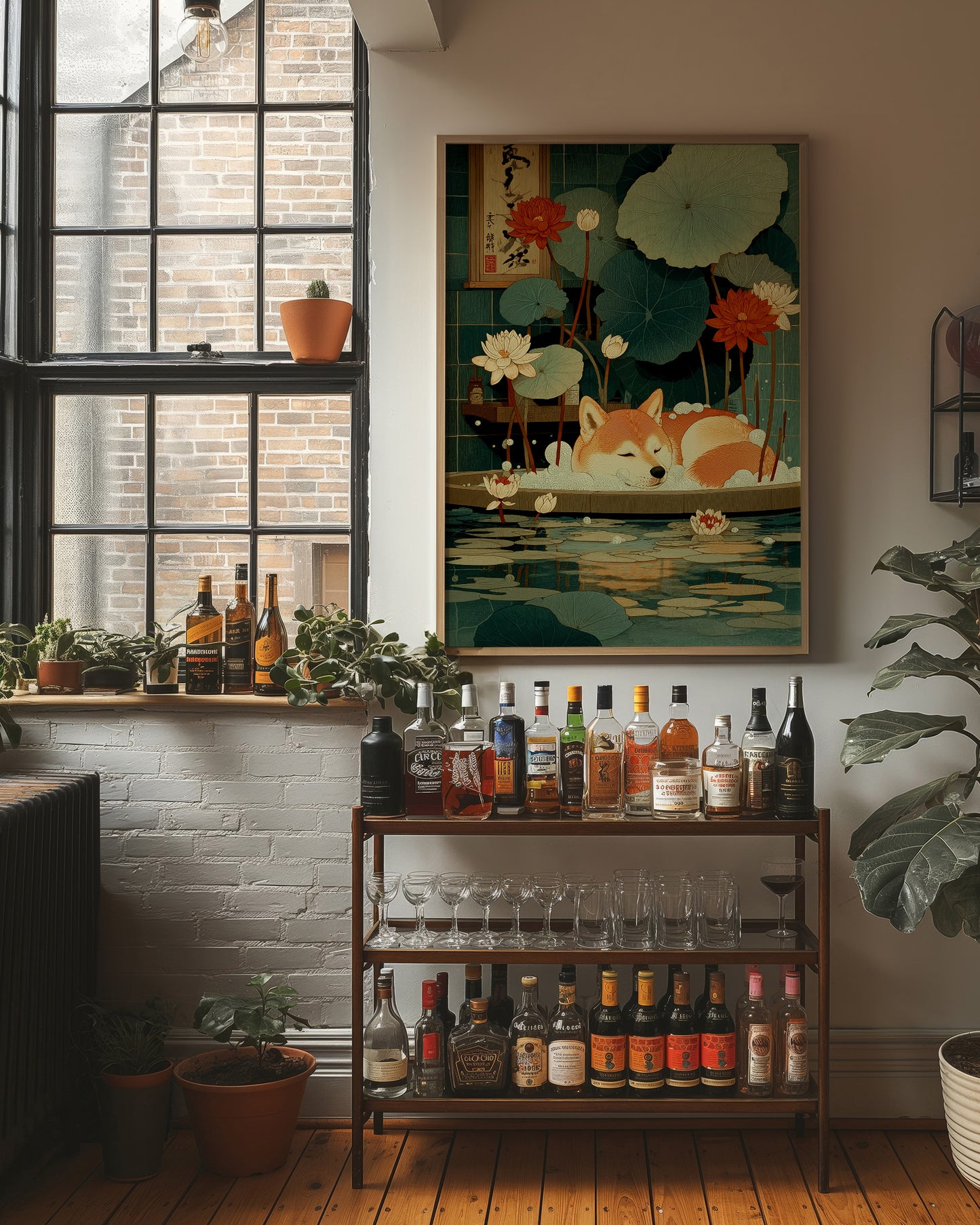 Sleepy Fox Among Lotus Dreams