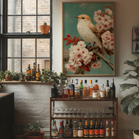 Songbird Perches Among Cherry Blossoms