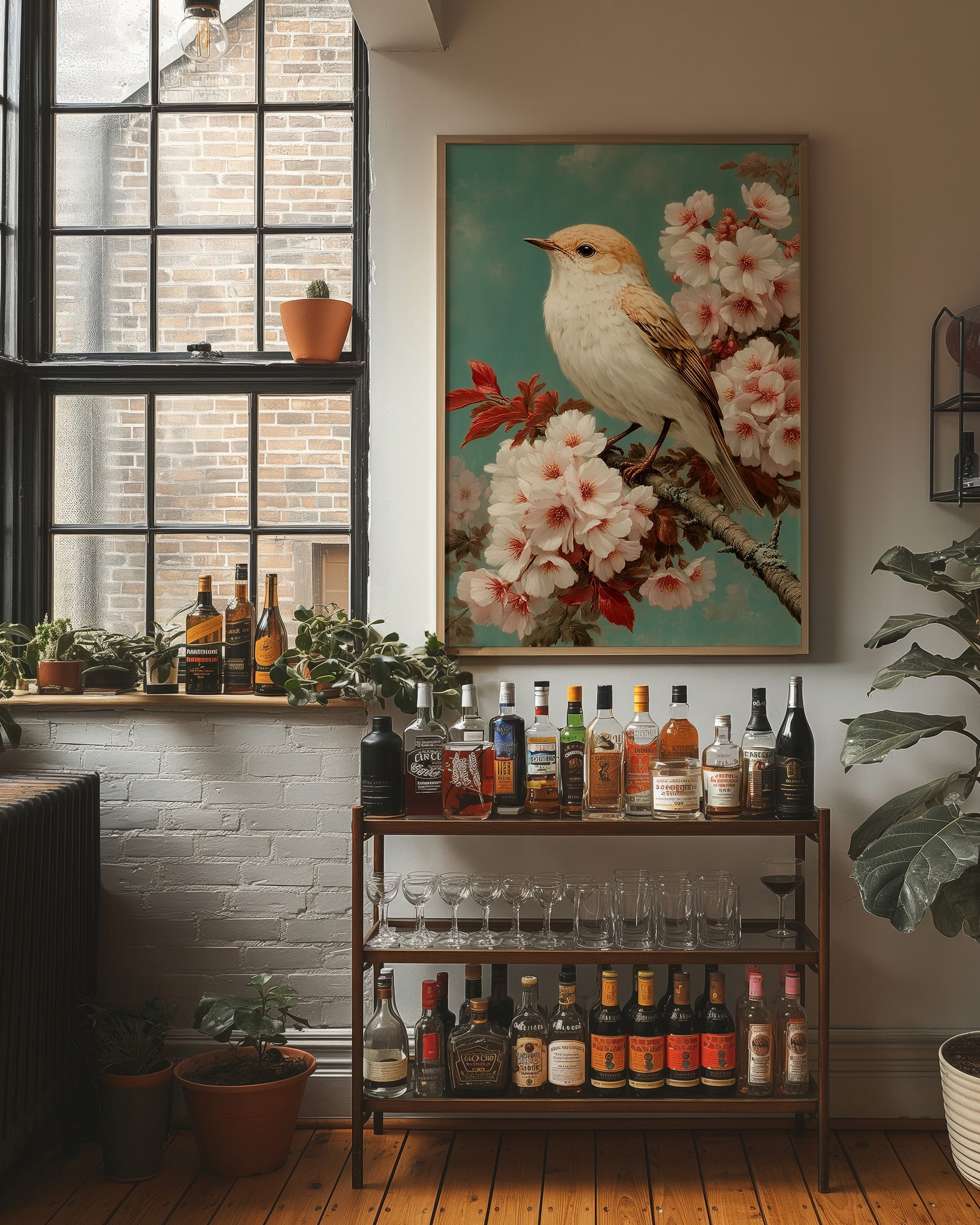 Songbird Perches Among Cherry Blossoms