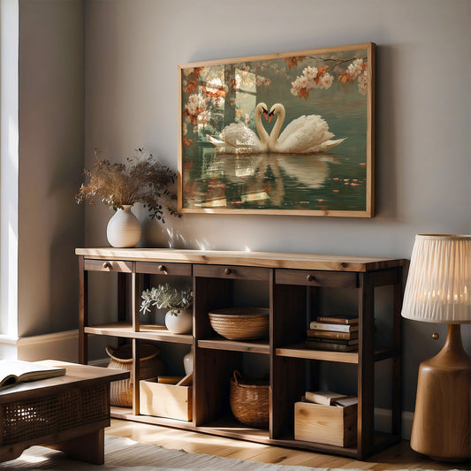 Swans Dance Under Cherry Blossoms