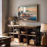 Coastal Village Greets Mountain Dawn