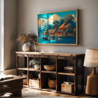 Morning Light Bathes Mount Fuji's Village