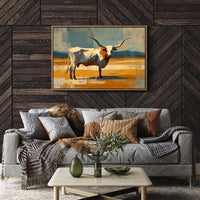 Longhorn Stands In Golden Fields