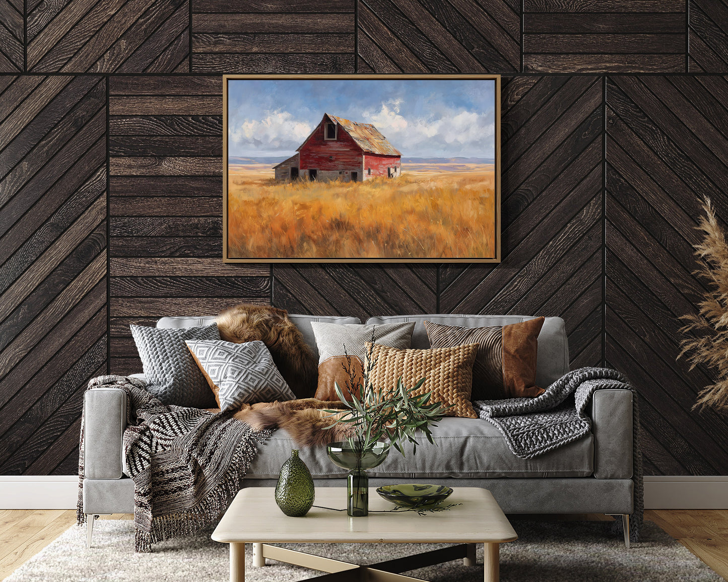 Weathered Red Against Golden Fields