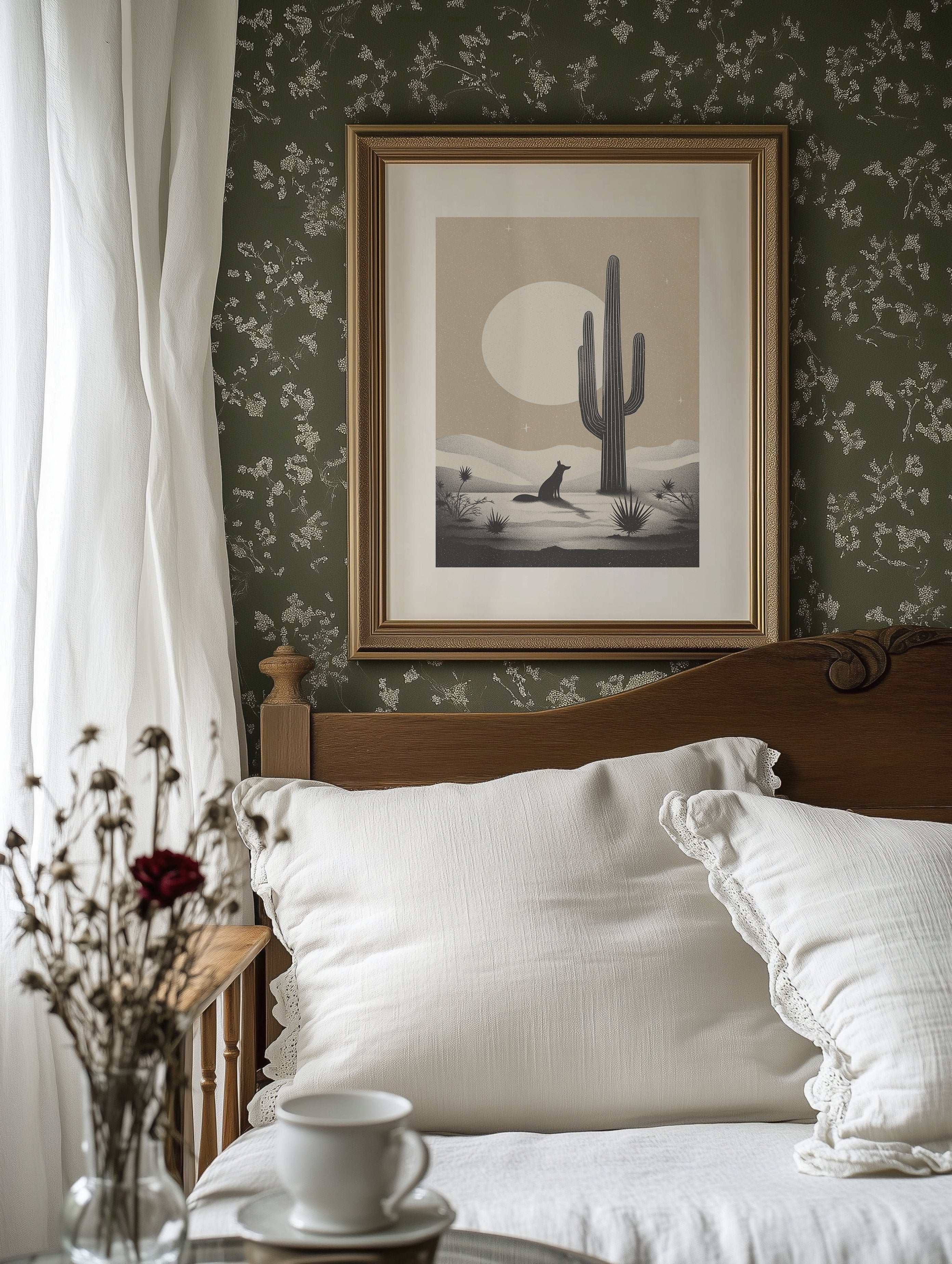 Coyote Waits Under Desert Moon